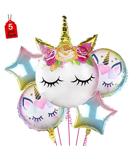 Party Propz Unicorn Foil Balloon Decoration Combo - Pack of 5