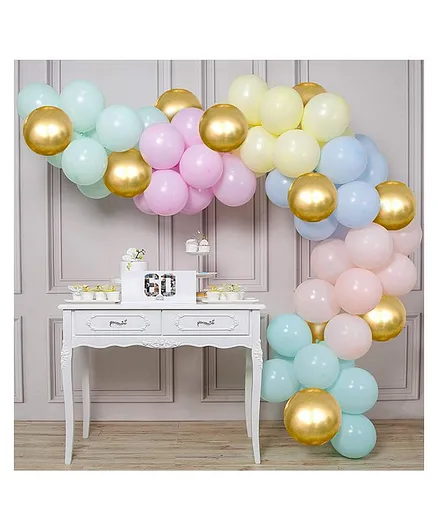 Party Propz Pastel Balloon with Arch & Glue Blue Pink Gold - Pack of 135