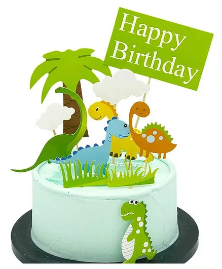 Party Propz Dinosaur Theme Birthday Cake Topper - Pack of 11