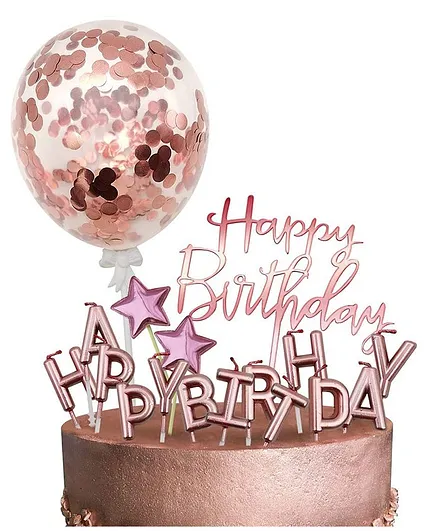 Party Propz Happy Birthday Cake Topper- Rose Gold