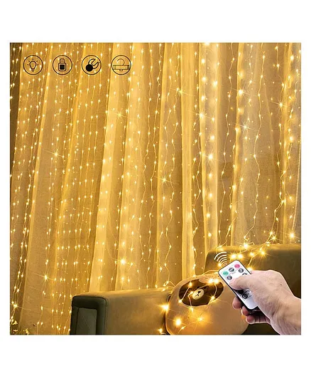Party Propz 300 LED Fairy String Curtain Lights with Remote Control - Yellow