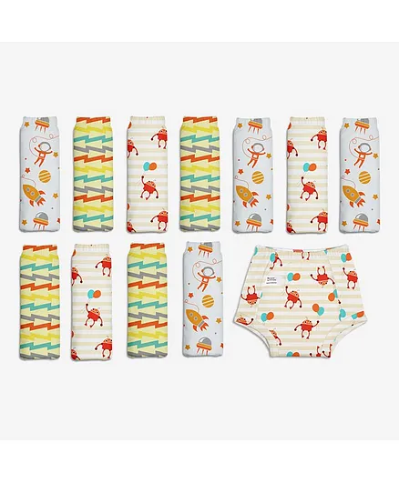 SuperBottoms Padded Underwear Potty Training Pants Rocket Print Pack of 12 - Multicolor