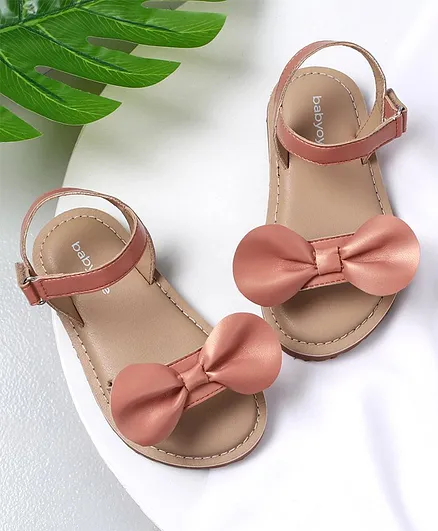 Babyoye Sandals with Backstrap Bow Detail – Soft Pink