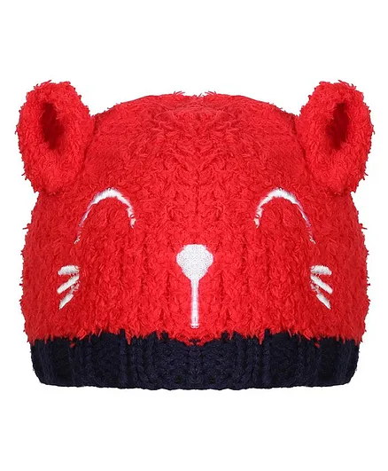 Tiekart Warm Baby Animal Face Design Cap - Circumference  40cm - Red & Blue