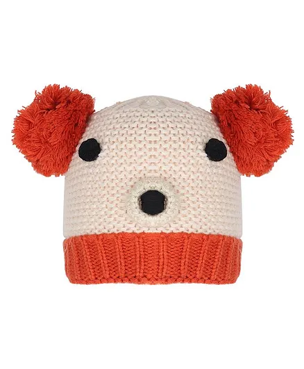 Tiekart Warm Animal Face Design Cap - Circumference 38cm - Cream & Orange