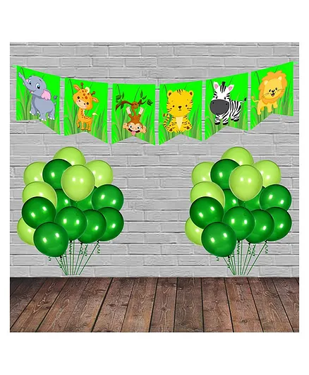 Funcart Jungle Theme Party Decoration Kit Green - Pack Of 51