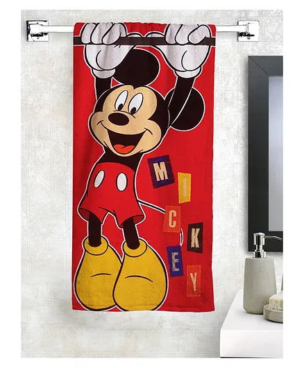 Athom Trendz Disney Mickey Mouse Bath Towel - Red