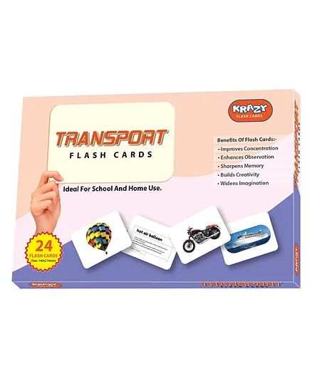  Krazy Transport Flash Card Pack of 24 - Multicolor