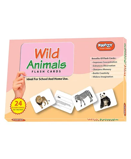  Krazy Wild Animals Flash Card Pack of 24 - Multicolor