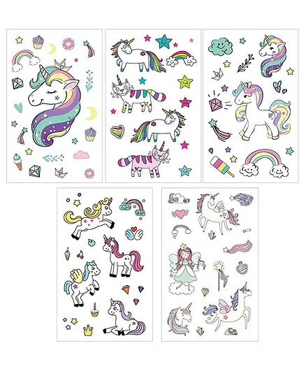 Party Propz Unicorn Theme Tattoo Sticker Sheet - 5 Sheets