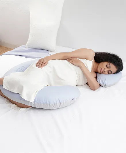 Mi Arcus 100% Organic Cotton C Shape Pregnancy Body Pillow - Blue 