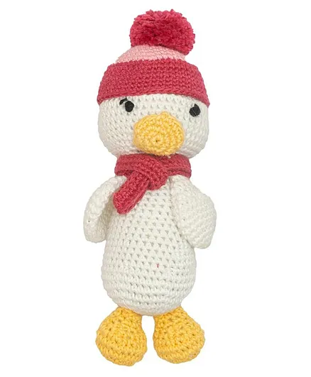 Happy Threads Crochet Duck Soft Toy White - Height 15 cm