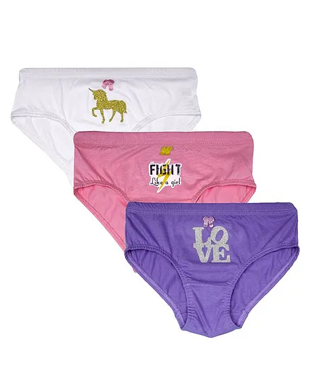 D'chica Set of 3 Horse Printed Panties - Purple White Pink-