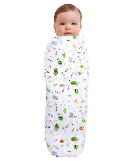 Wonder Wee 100% Cotton Baby Swaddle Wrapper - White