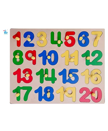 HNT Kids Premium Wooden Number Puzzle Muticolor - 20 Pieces