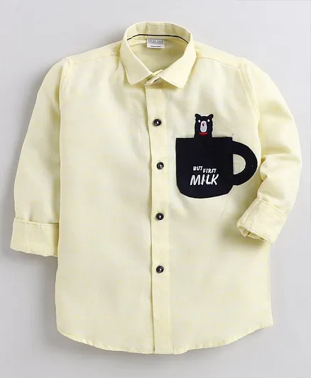 Polka Tots Full Sleeve Cup Patch Shirt - Yellow