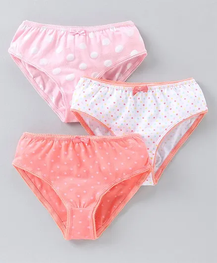 Pine Kids Anti microbial & Bio wash Panties Dot Print Pack of 3 - Pink White