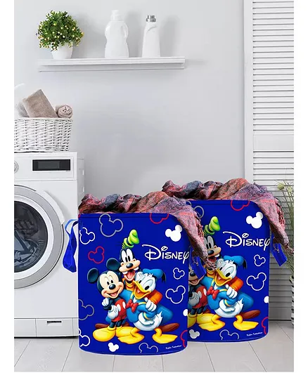 Fun Homes Laundry Bag  Mickey Mouse Print Set Of 2 - Blue