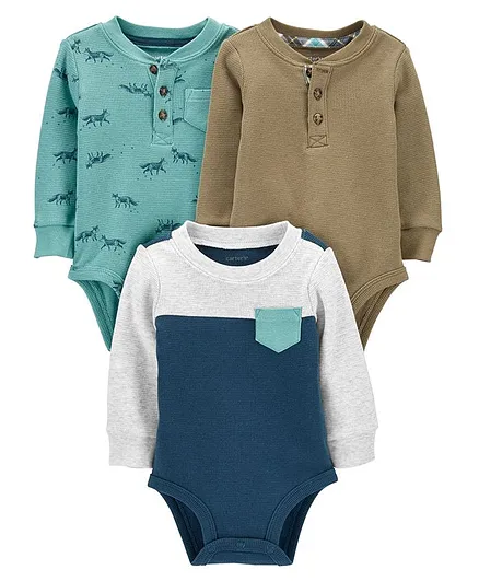 Carter's 3-Pack Thermal Bodysuits - Multicolor