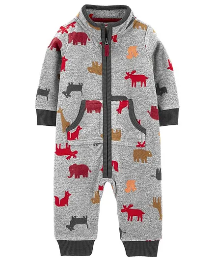 Carter's Bear French Terry Jumpsuit -  Grey