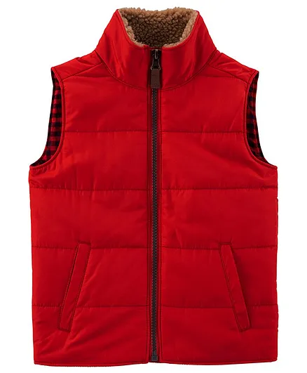 red zip vest