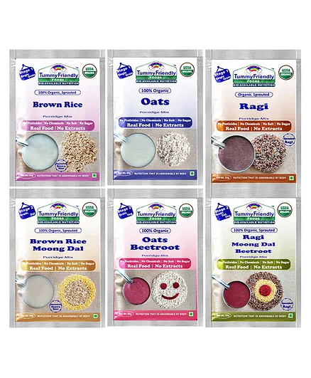 TummyFriendly Foods Organic Porridge Mix Pack of 6 - 50 gm each
