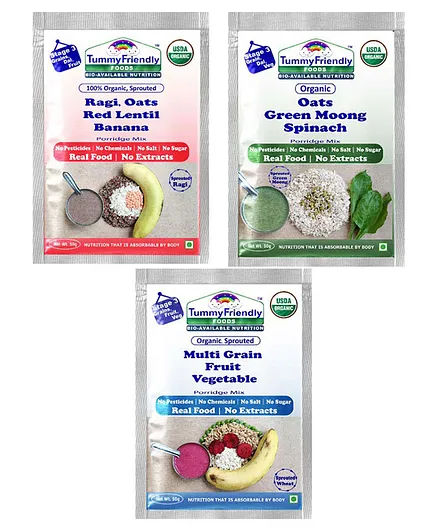 TummyFriendly Foods Organic Porridge Mix Pack of 3 - 50 gm each