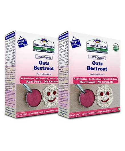 Tummy Friendly Foods Oats Beetroot Porridge Mixes  Packs Set of 2 - 200 gm Each