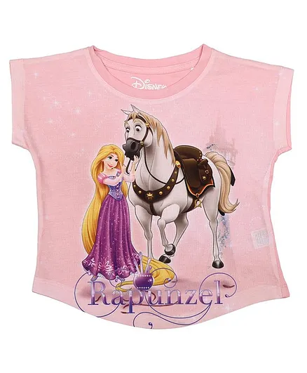 Disney By Crossroads Short Sleeves Princess Rapunzel Printed Top - Pink