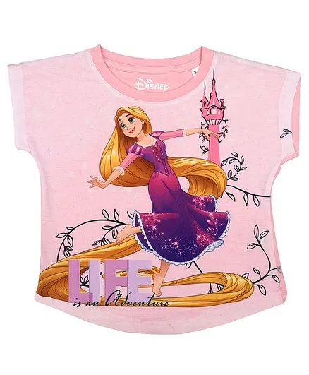 Disney By Crossroads Short Sleeves Princess Rapunzel Printed Top - Light Pink