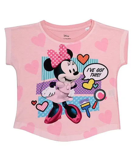 Disney By Crossroads Short Sleeves Minnie Mouse Printed Top - Light Pink