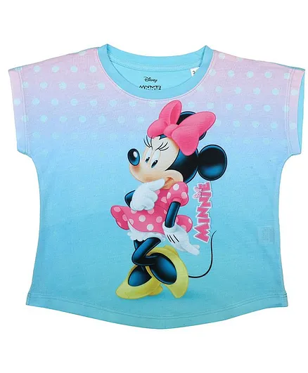 Disney By Crossroads Short Sleeves Minnie Character Print  Top - Blue