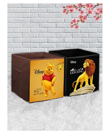 Fun Homes Disney Winnie The Pooh & Lion King Storage Boxes Pack of 2 - Black Brown