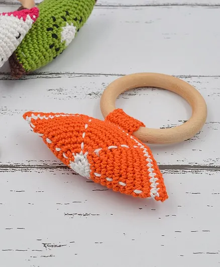 Love Crochet Art Orange Crochet Rattle - Orange