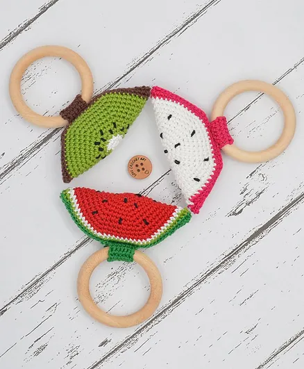 Love Crochet Art Fruit Crochet Rattle Toy Pack of 3 - Multicolor