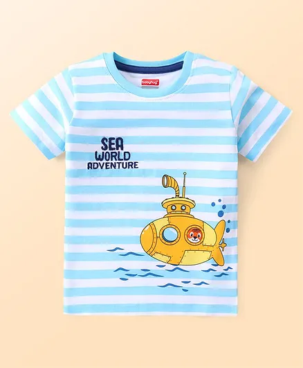 Babyhug Half Sleeves Tee Submarine Print - Blue
