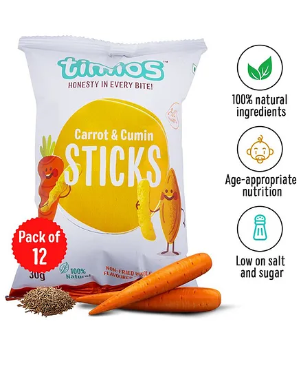 Timios Baked Healthy Kids Snacks Pack of 12 -  30 gm