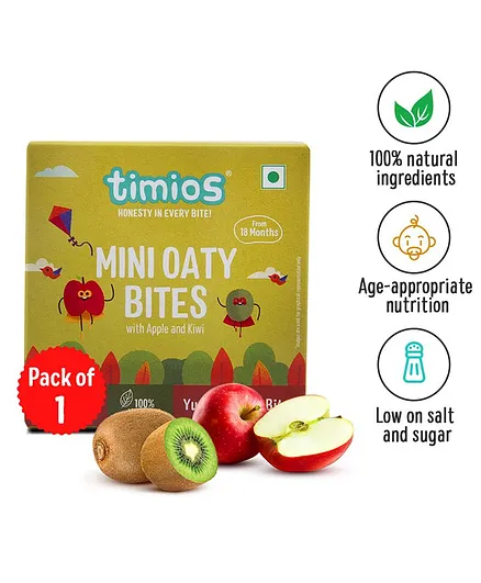 Timios Nutritious Soft Chewy Bars for kids (Apple and Kiwi) - 120 gm 