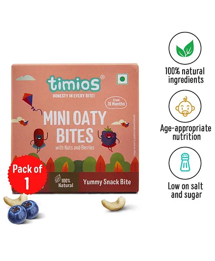 timios Nutritious Soft Chewy Bars Nuts and Berries Flavour - 120 g