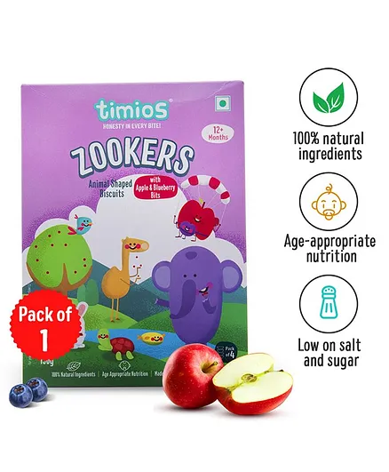 Timios Zookers Apple & Blueberry Biscuits -  150 gm