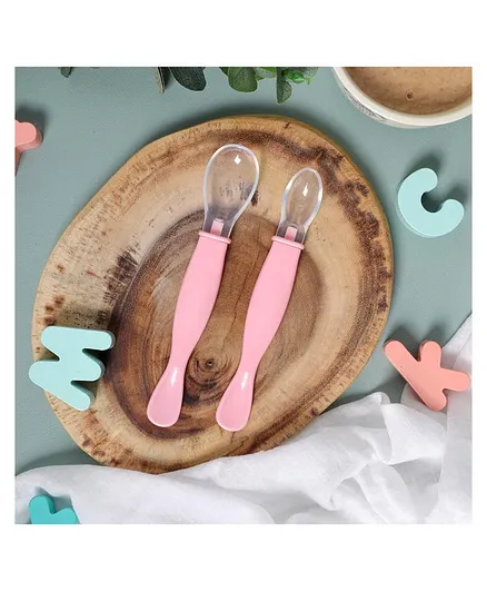 Kicks & Crawl Soft Silicone Spoon Pack of 2 - Pink