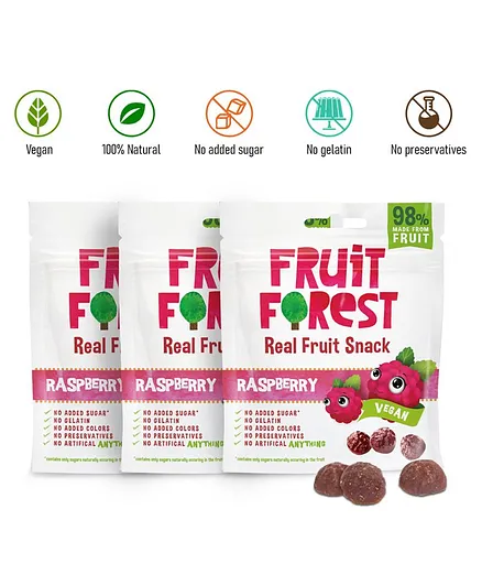 Fruit Forest Real Raspberry Fruit Gummy Pack of 3 - 30 gm each