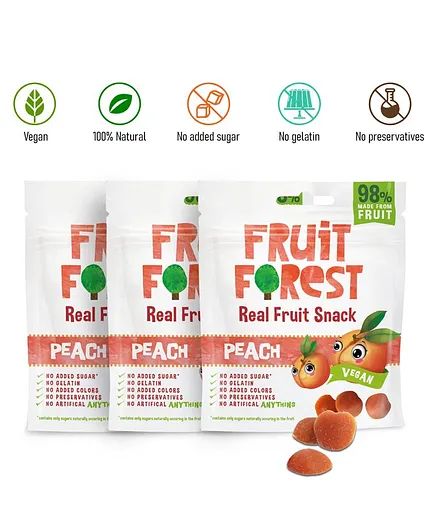 Fruit Forest Real Peach Fruit Gummy Pack of 3 - 30 gm each