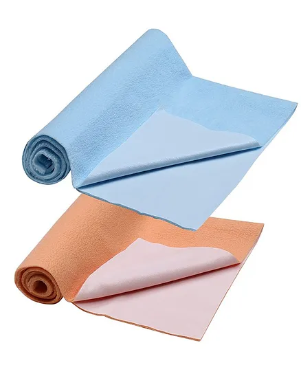 My NewBorn Bed Protector Dry Sheet Pack of 2 - Orange Blue