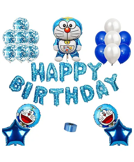 Shopperskart Doraemon Theme Birthday Balloon Decor Kit Blue - Pack of 49