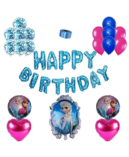 Shopperskar Frozen Theme Birthday Balloon Decor Kit Multicolour - Pack of 49