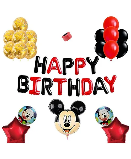 Shopperskar Mickey Mouse Theme Birthday Balloon Decor Kit Multicolour - Pack of 49