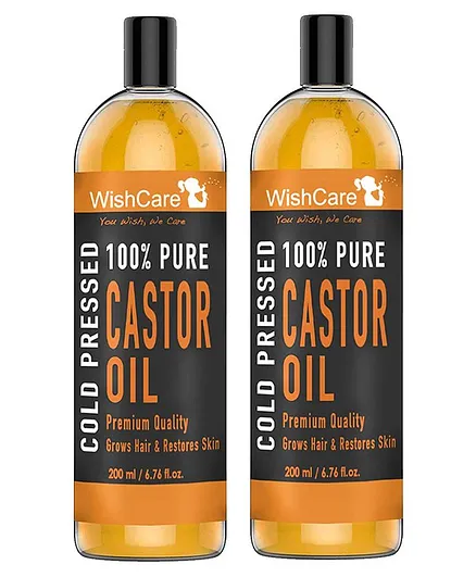 Wishcare Pure Cold Pressed Castor Oil Pack of 2 - 200 ml each 