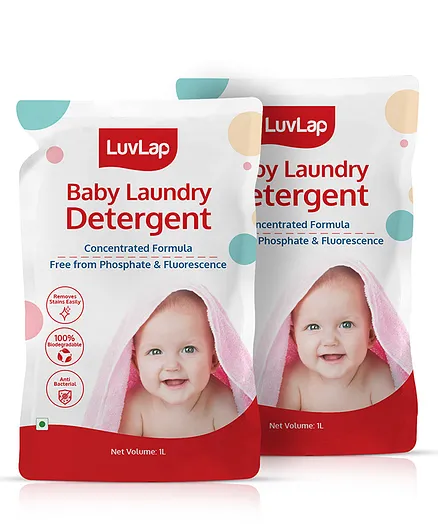 LuvLap Baby Laundry Liquid Detergent Refills Pack of 2 - 1000 ml Each