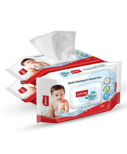 LuvLap Baby 99% Pure Water Wipes Pack of 3 - 72 Pieces Each